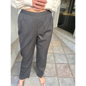 80s Giorgio Armani Le Collezioni High Waist Wool Trousers Gray Stripe 12
